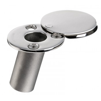 Flexible bimini pole base with rotational cap